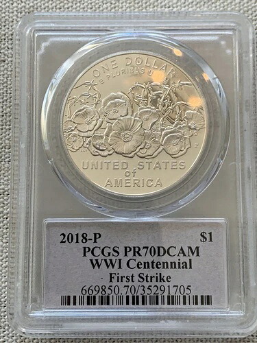2018-P 第一次世界大戦100周年記念 シルバープルーフドル PCGS PF70 DCAM