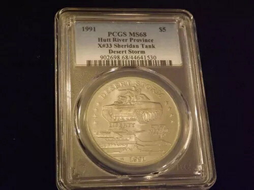 1991年 $5 ハットリバー州 デザートストーム X#33 シェリダン戦車 PCGS MS 68｜WORLD RESOURCE【KING店】