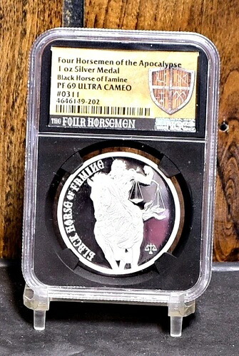 銀貨 1オンス 黙示録の四騎士 #0311-NGC Pf 69 ウルトラカメオ (#59920)