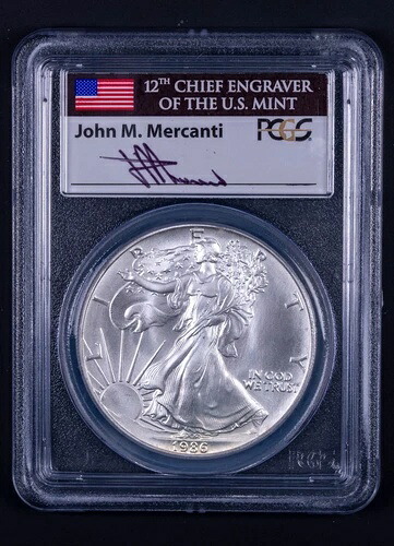 1986年 1ドル シルバーイーグル PCGS MS69 メルカンティ サイン入り DCB205