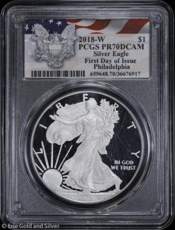 2018-W 1ドル プルーフ アメリカン シルバー イーグル PCGS PR 70 DCAM | FDOI フィラデルフィア｜WORLD RESOURCE【KING店】