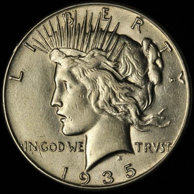 1935-P 1ドル銀貨平和ドル - 米国送料無料