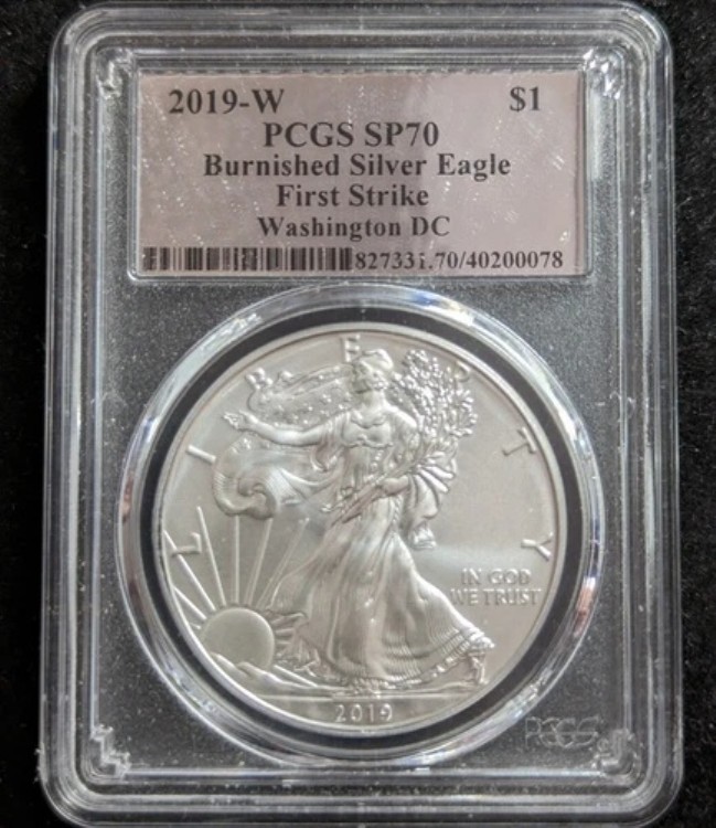 2019-W バーニッシュド シルバー イーグル ドル コイン $1 PCGS SP70 ファースト ストライク ワシントン 67,760円