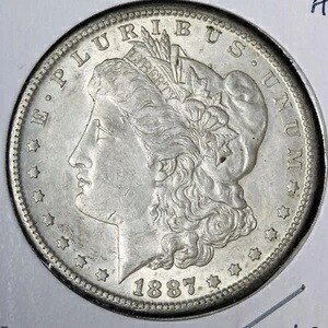 1887-S モーガン銀貨 AU+ E384 YSLN