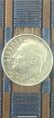 1964年ルーズベルト銀貨（ミントマークなし）