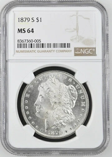 1879年 S モルガン銀貨 NGC MS-64 -005