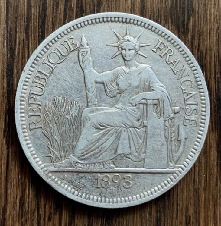 楽天市場】フランス領インドシナ貿易銀 1ピアストル銀貨1907年極美品