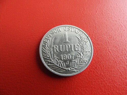 * ドイツ東アフリカ 1ルピー 1907年銀貨 * ヴィルヘルム2世 (184) (アルバム6) -