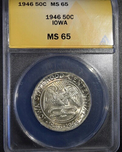 1946年アイオワ州建国100周年記念銀貨ハーフドル「ANACS MS65」｜WORLD RESOURCE【KING店】 71,995円