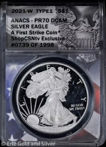 2021-W $1 プルーフ タイプ1 $1 アメリカン シルバー イーグル ANACS PR 70 DCAM | ファースト ストライク｜WORLD RESOURCE【KING店】