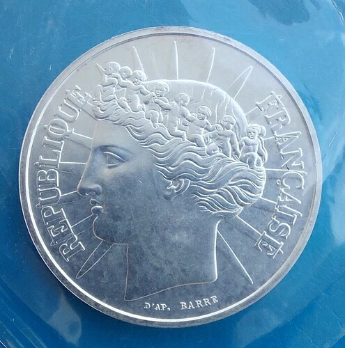 1988年ブラザーフッドの100フラン銀貨テスト、オリジナルの未開封袋入り｜WORLD RESOURCE【KING店】