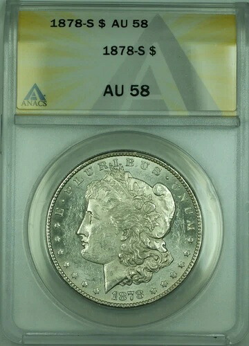 1878-S モーガン銀貨 1ドル硬貨 ANACS AU-58 グレード不足 (30)