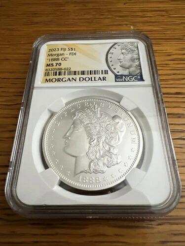 「1888 CC」モルガン シルバードル NGC MS70 FDOI モルガンラベル 2023年 フィジー造幣局 .999