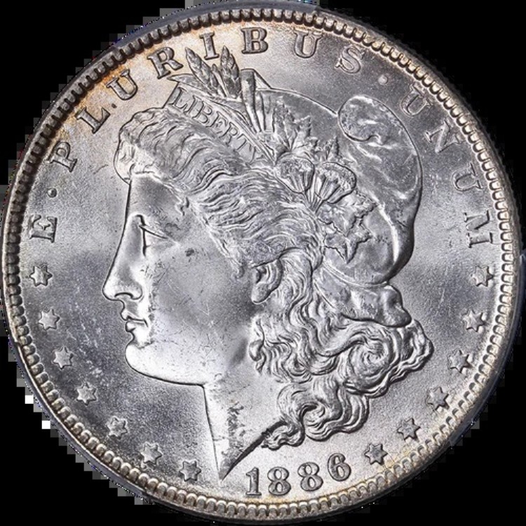 1886-P モルガン銀貨 PCGS MS65 素晴らしい外観 強い刻印