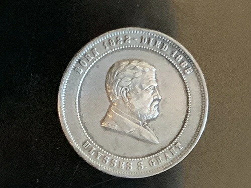 1896年 生誕10周年記念 アメリカ陸軍グラント将軍銀メダル 34mm。