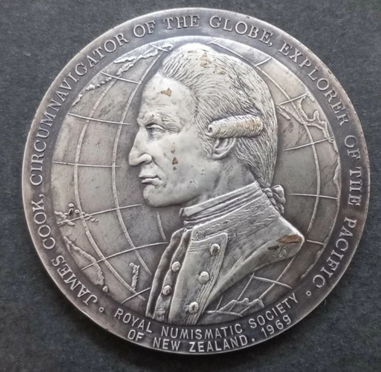 1969年ニュージーランド ジェームズ・クック航海200周年記念 120グラム銀貨（.925）メダル