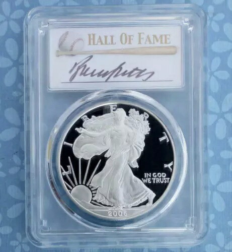 2006年 W PCGS PR 70 D-Cam イーグル銀貨、1オンス .999 良質、ブルース・サッター直筆サイン