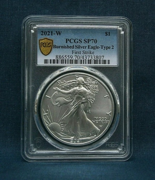 2021 W $1 バーニッシュドシルバー アメリカンイーグル タイプ2 PCGS SP70 ファーストストライク