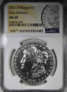 2021-D モルガン・ダラー NGC MS69 早期リリース キーデートコイン 89,540円