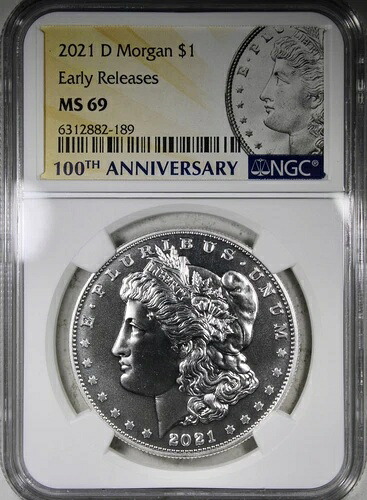 2021-D モルガン・ダラー NGC MS69 早期リリース キーデートコイン