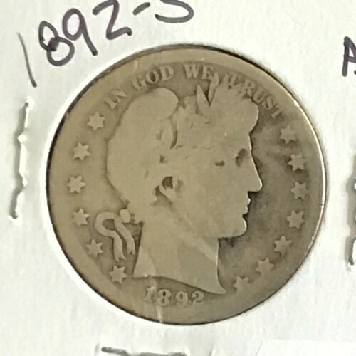 1892-S バーバー銀貨ハーフドル 発行初年度 キーデート E8541