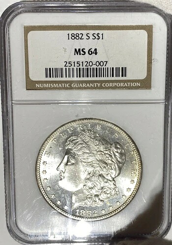 BU 1882-S モルガン銀貨 NGC MS64 素晴らしい光沢！ビデオをご覧ください QCZF｜WORLD RESOURCE【KING店】