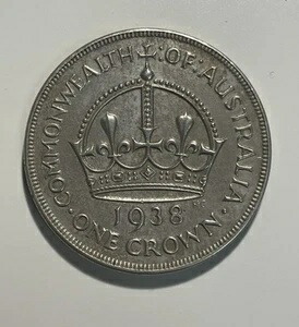 1938年オーストラリア クラウン 5/- 5シリング EF シルバーラージコイン