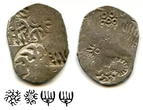 珍しい銀のヴィムシャティカ、カサラの下のカシ ジャナパダ (紀元前 525 ～ 475 年頃)、インド (R-899)｜WORLD RESOURCE【KING店】