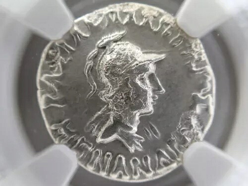 ?? [018] 紀元前165/55-130年頃 バクトリア、インド・ギリシア人（メナンドロス1世ソテル） AR ドラクマ NGC F｜WORLD RESOURCE【KING店】