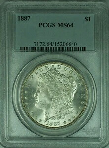1887年 モルガン銀貨 $1 PCGS MS64 トーンリバース (32 Q)|WORLD RESOURCE【KING店】