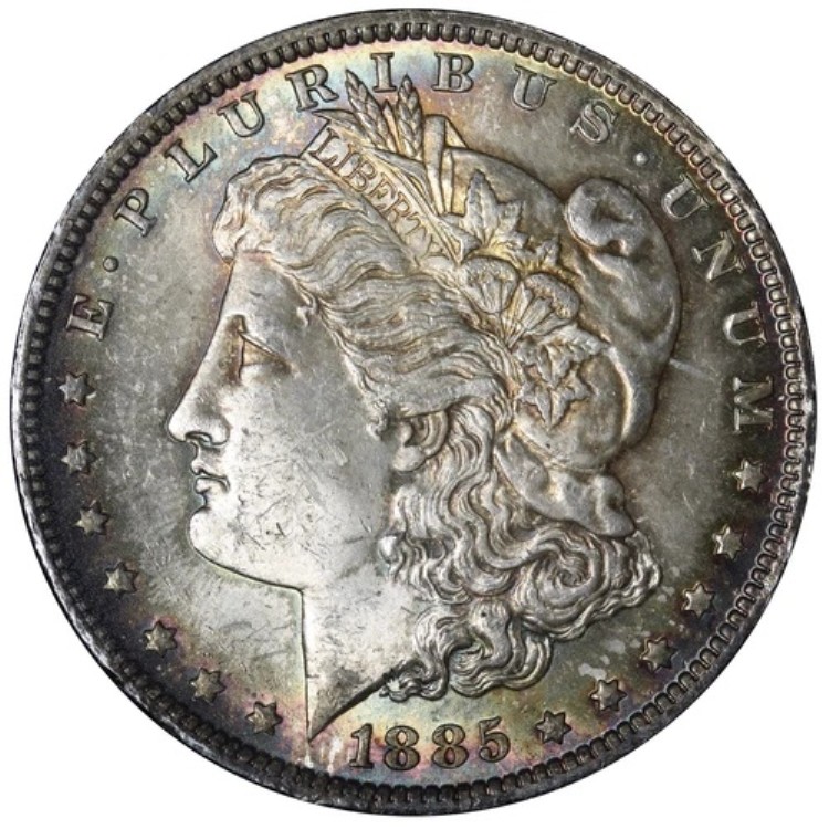 1885-O モルガン銀貨 BU 未流通 MS トーン、素晴らしい発色! E984 SCQK|WORLD RESOURCE【KING店】