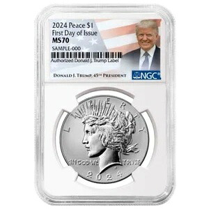 2024年 1ドル ピースシルバー NGC MS70 FDI トランプラベル｜WORLD RESOURCE【KING店】 92,565円