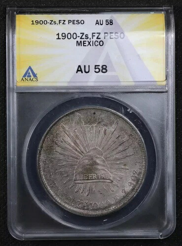 1900 Zs、FZメキシコ銀貨 ペソANACS AU-58｜WORLD RESOURCE【KING店】