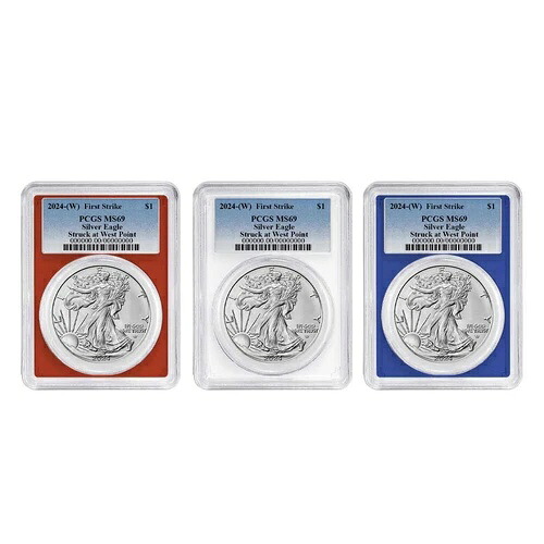 2024年 (W) 1ドル アメリカン シルバー イーグル 3点セット PCGS MS69 FS ブルーラベル レッド ホワイト ブルー|WORLD RESOURCE【KING店】