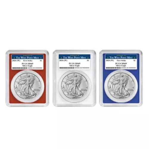 2024 (W) $1 アメリカン シルバー イーグル 3 枚セット PCGS MS69 FS ウェスト ポイント ラベル レッド W...｜WORLD RESOURCE【KING店】