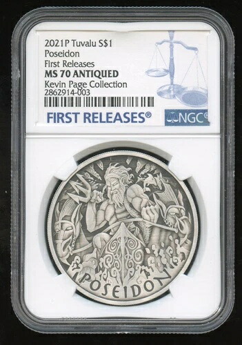 2021年 ツバル ポセイドン オリンポスの神々 1オンス シルバー NGC MS70 アンティーク 初版｜WORLD RESOURCE【KING店】
