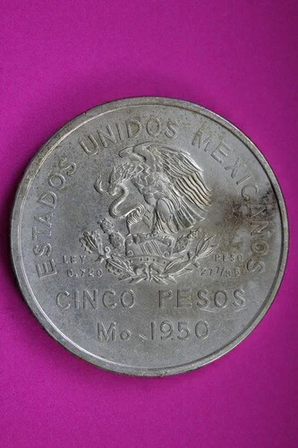 1950年 メキシコ 5ペソ 銀貨 0.72ポンド 本物保証 高品質 0958N｜WORLD RESOURCE【KING店】
