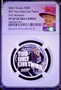 2021年ツバル 1/2オンス 50セント銀貨 007 ジェームズ・ボンド 007 007は二度死ぬ NGC PF69UC｜WORLD RESOURCE【KING店】