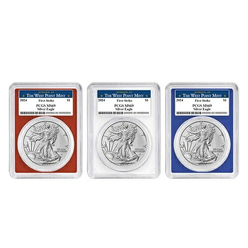 3 個セット - 2024 年 $1 1 オンス アメリカン シルバー イーグル PCGS MS69 FS ウェスト ポイント ラベル リ...｜WORLD RESOURCE【KING店】
