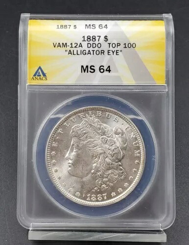 1887年 P モーガン シルバー ダラー バラエティコイン ANACS MS64 VAM-12A DDO アリゲーターアイ #2｜WORLD RESOURCE【KING店】