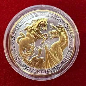 2022年モダンマスターズ セントジョージ&ドラゴン 1オンス .999 シルバーコイン(24金メッキ)|WORLD RESOURCE【KING店】