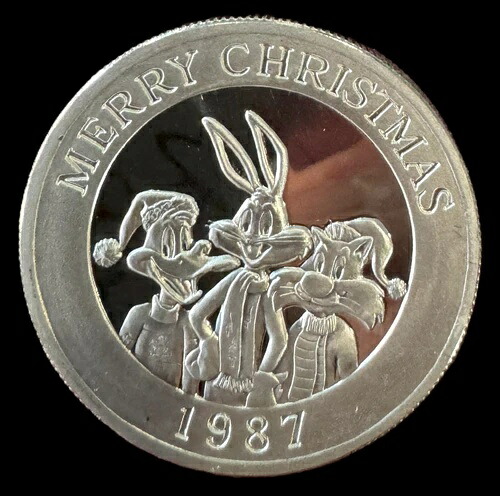 1987年 ルーニー・テューンズ バッグス・バニー メリークリスマス 1オンス .999 シルバーコイン｜WORLD RESOURCE【KING店】