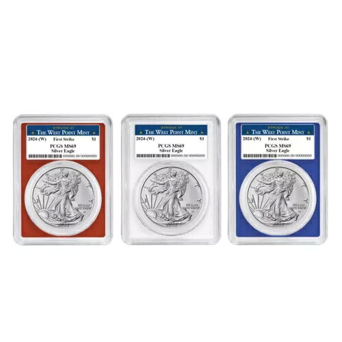 3 個セット - 2024 (W) $1 1 オンス アメリカン シルバー イーグル PCGS MS69 FS ウェスト ポイント ラベル...｜WORLD RESOURCE【KING店】