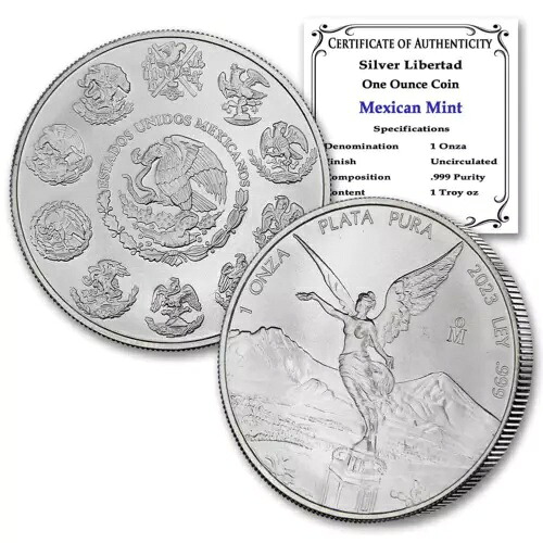 2023年 1オンス メキシコ シルバー リベルタッド ブリリアント 未流通コイン 証明書付き|WORLD RESOURCE【KING店】