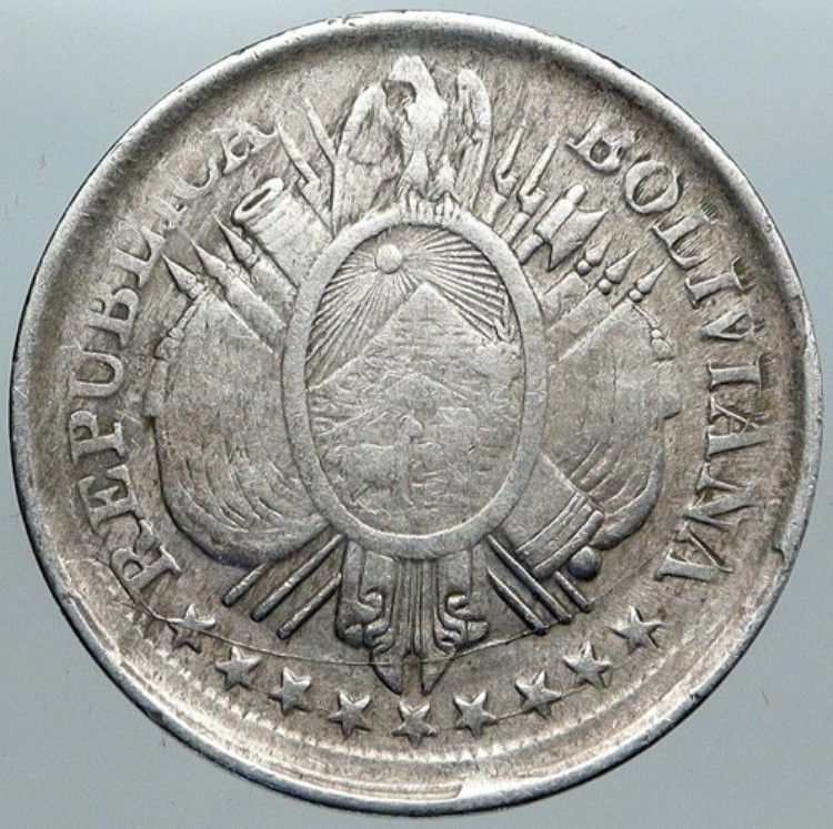 1895年 ES ボリビア リース イーグルヒル アンティーク ヴィンテージ 50センタボ シルバーコイン i88966｜WORLD RESOURCE【KING店】