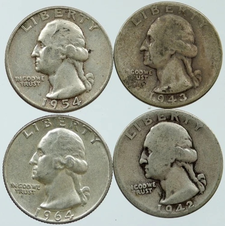 アメリカ合衆国大統領ワシントン記念銀貨 25セント硬貨 4枚セット i116251｜WORLD RESOURCE【KING店】