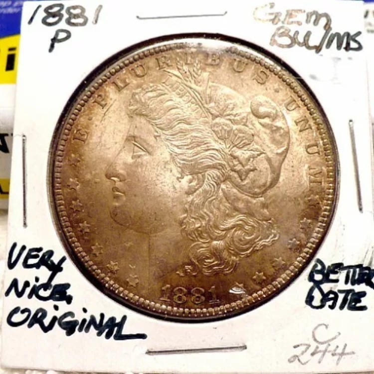 1881-P モーガン シルバー ドル ジェム BU/MS、より良い日付、NICE+、オリジナル C244｜WORLD RESOURCE【KING店】