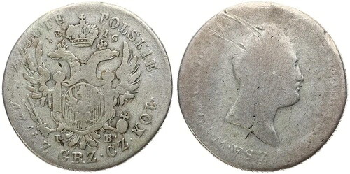 ポーランド 2ズウォティ 1816年 - 銀貨 0.593、9.09g、直径25mm C# 99 67,760円