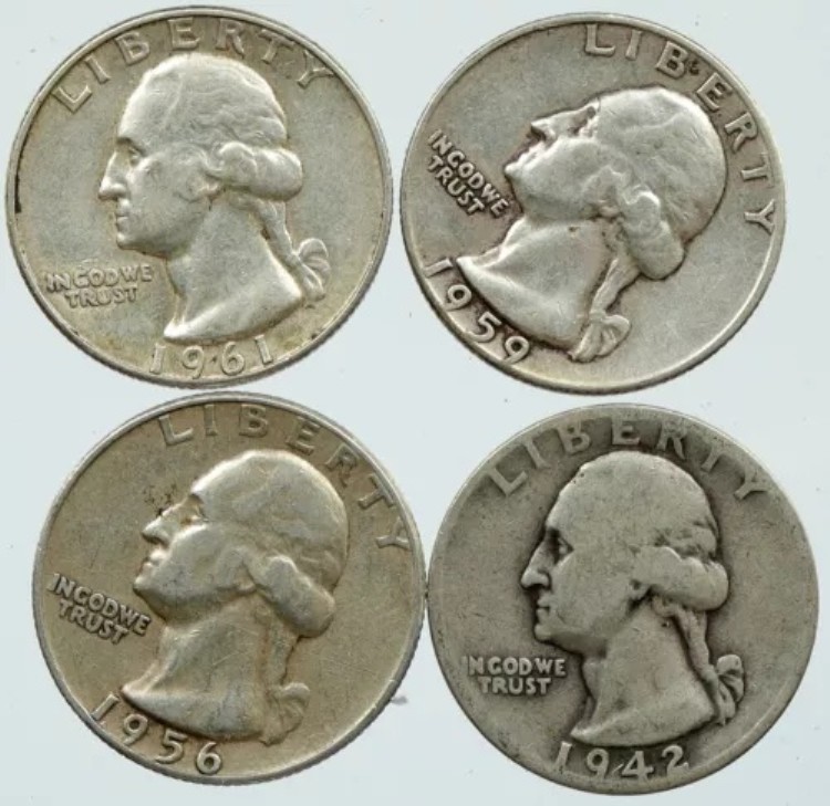 アメリカ合衆国大統領ワシントン記念銀貨 25セント硬貨 4枚セット i116165｜WORLD RESOURCE【KING店】