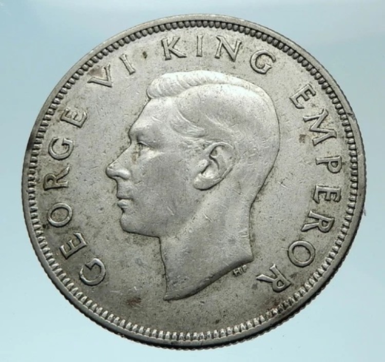 1937年 ニュージーランド 英国国王ジョージ6世統治下 1/2クラウン銀貨 シールド i78800｜WORLD RESOURCE【KING店】
